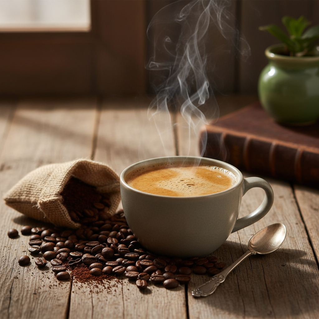 creami un immagine reale di caffè decaffeinato. l'immagine deve essere di formato quadrato