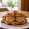 creami un immagine reale di Cornetto farcito con gelato alla nocciola.
l'immagine deve essere di formato quadrato