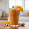 generami un immagine reale di un bicchiere di energy drink di Arancia, carota, mela e zenzero.
l'immagine deve essere di formato quadrato
