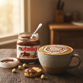 generami un immagine reale di un caffè con nutella. l'immagine deve essere di formato quadrato