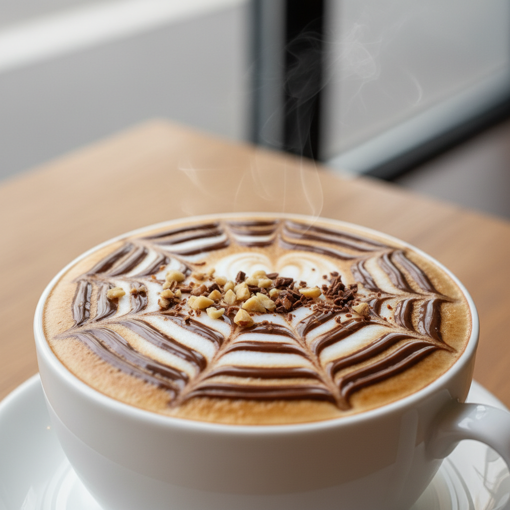 generami un immagine reale di un cappuccino con nutella. l'immagine deve essere in formato quadrato
