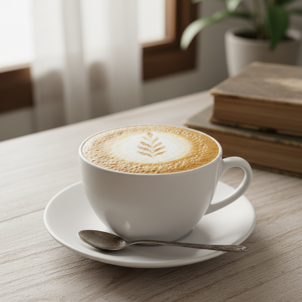genrami un immagine reale di un cappuccino di orzo.
l'immagine deve essere in formato quadrato